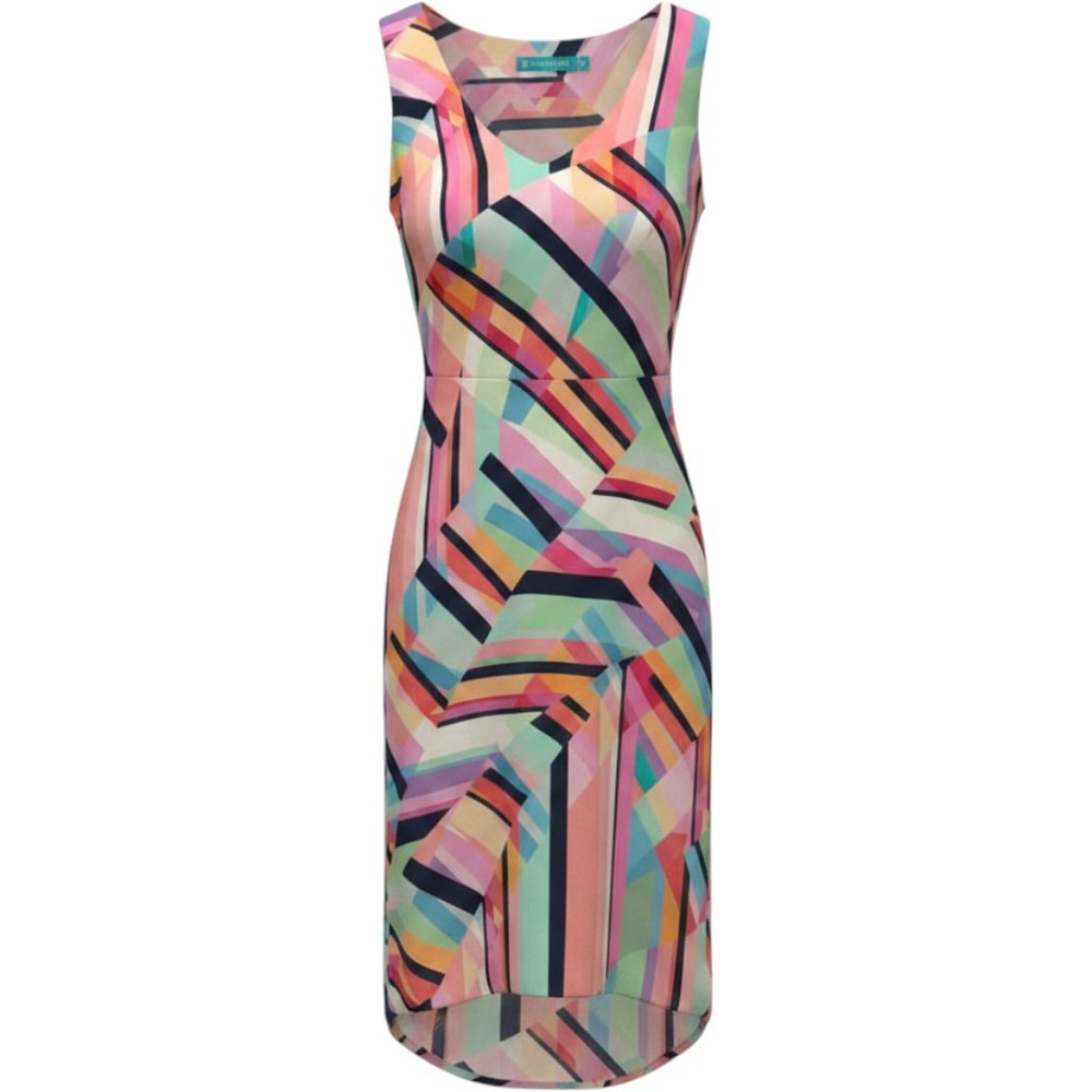 Tori Richard Silk Dress Womens 0 Multicolor Geometric Abstract V-Neck Shift